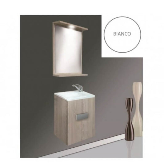 Meuble de salle de bain suspendu Charlie avec miroir blanc