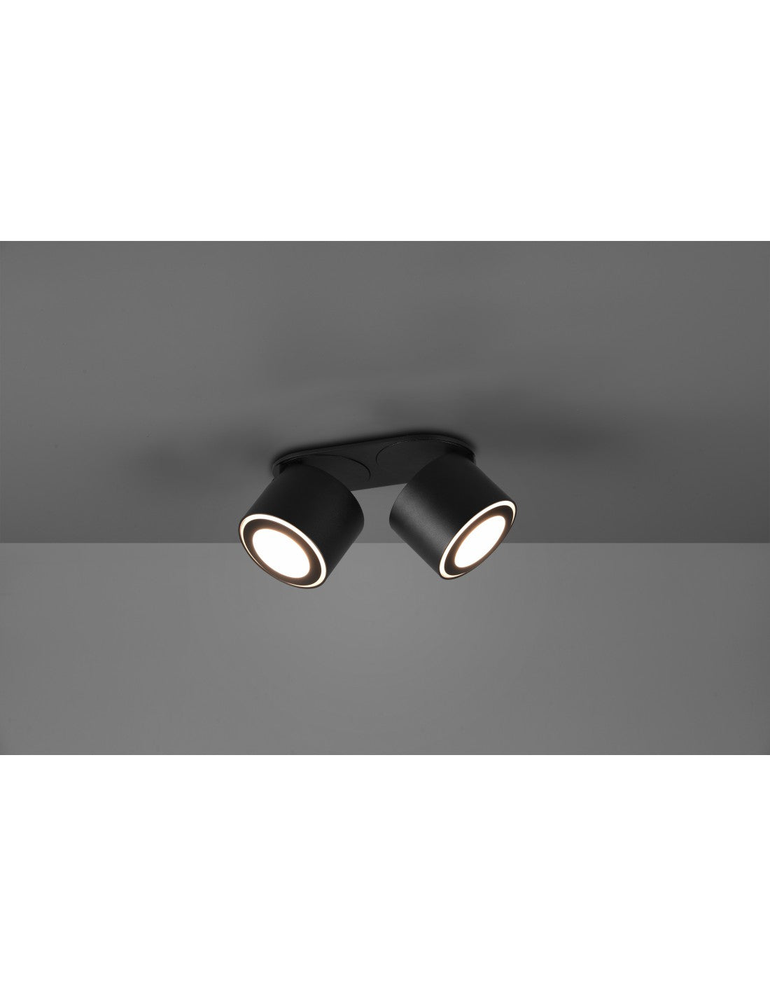 Plafonnier 2 Spots LED Double Émission L18 cm Taurus Noir Trio Lighting