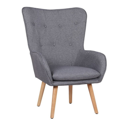Fauteuil avec dossier enveloppant en tissu Kuril gris 79x70xh.96 cm 
