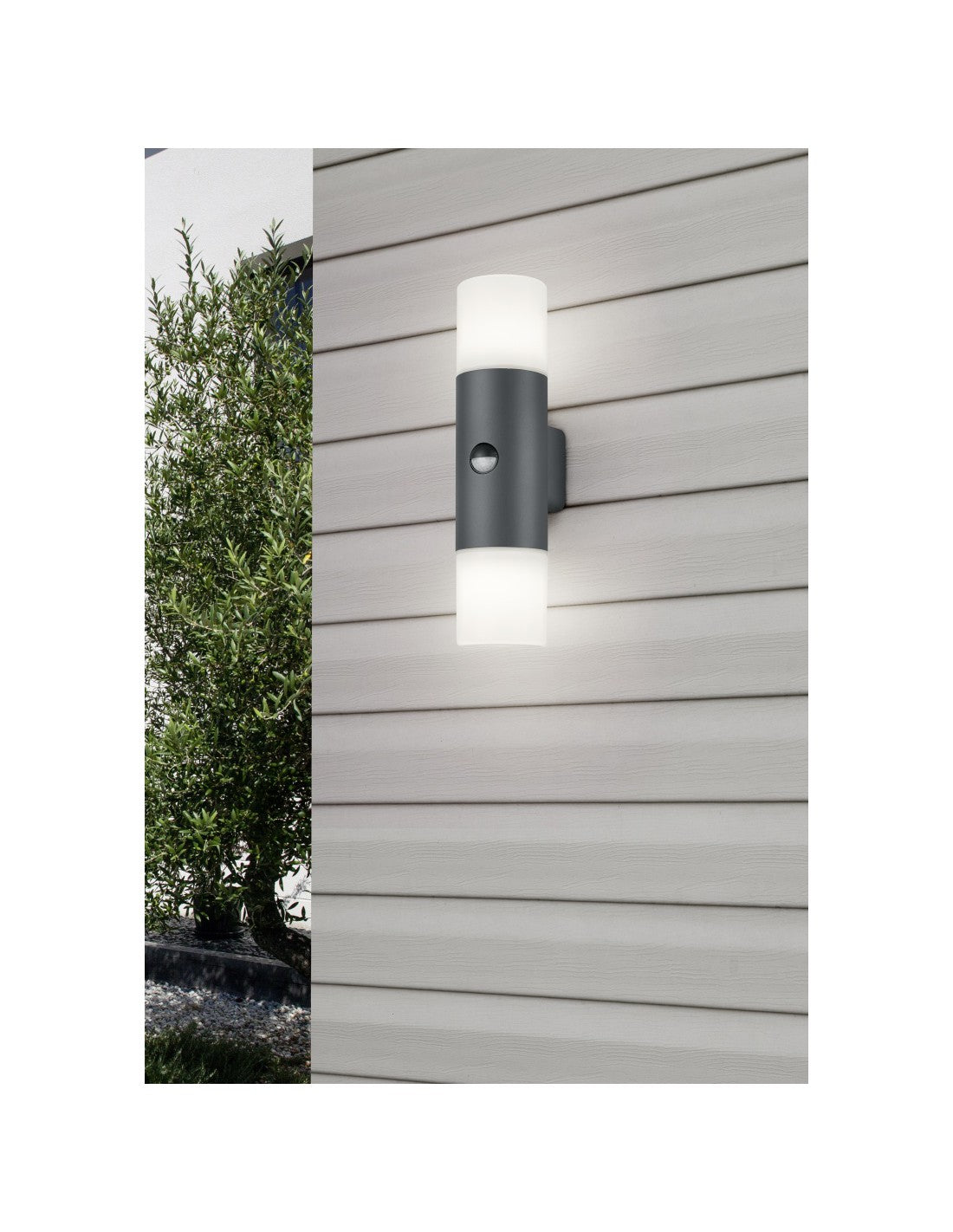 Hoosic Applique Double Emission 2xE27 Anthracite Avec Détecteur de Mouvement H33 cm IP44 Trio Lighting