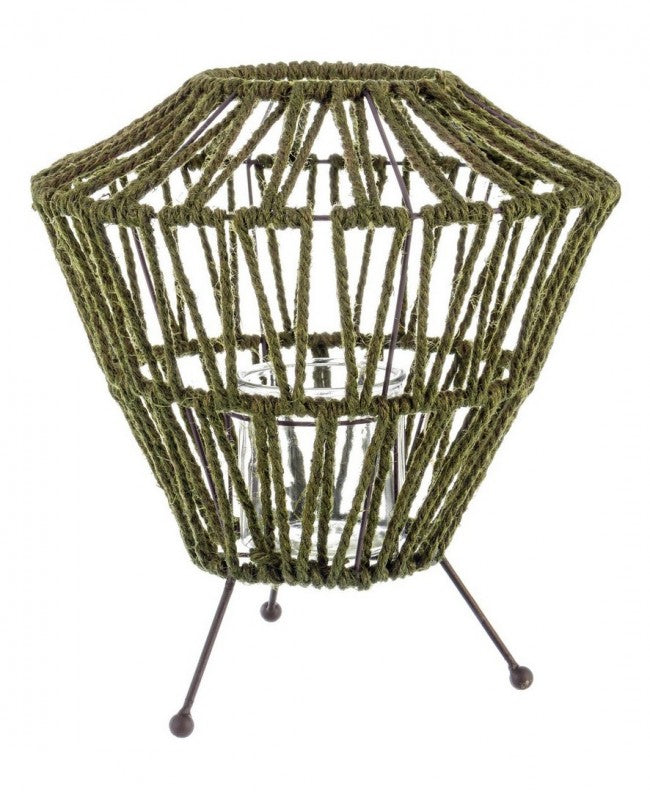 4x lanterne d'herbe trépied verte L