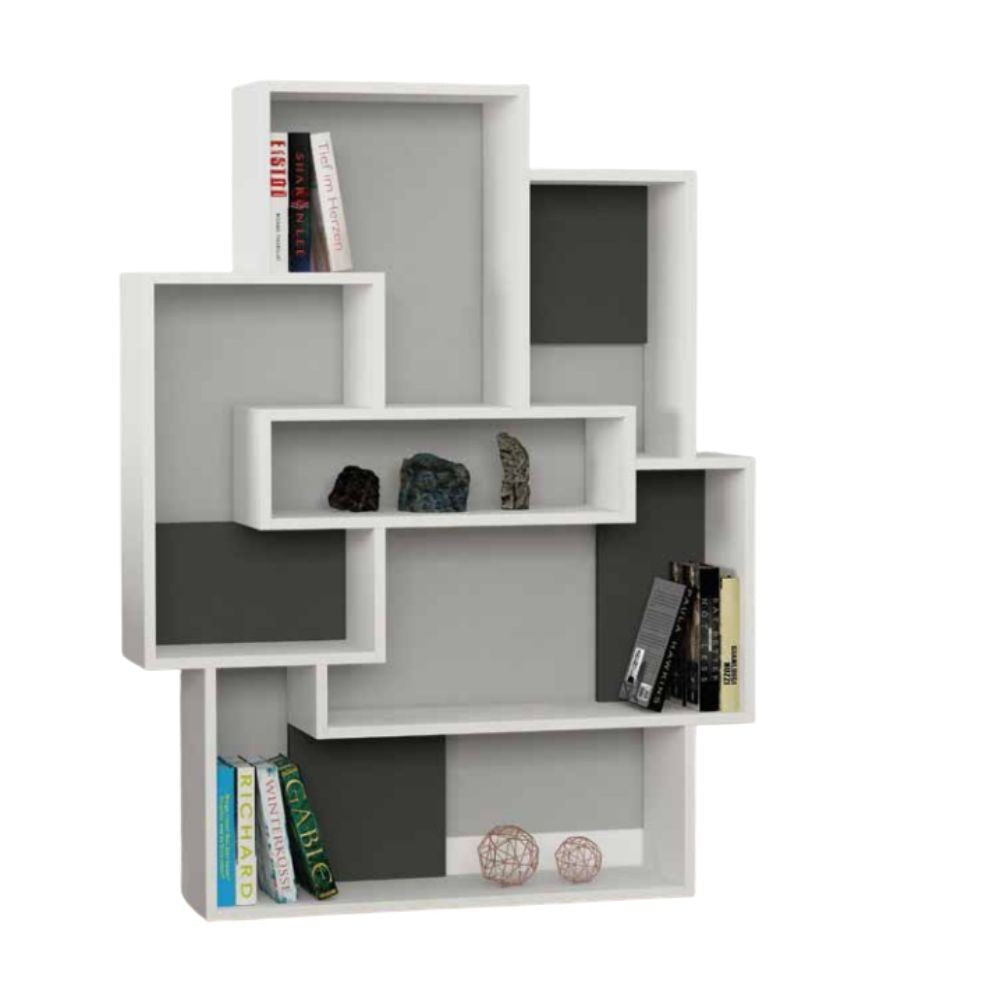 Bibliothèque Barce blanc anthracite 101x22x132h