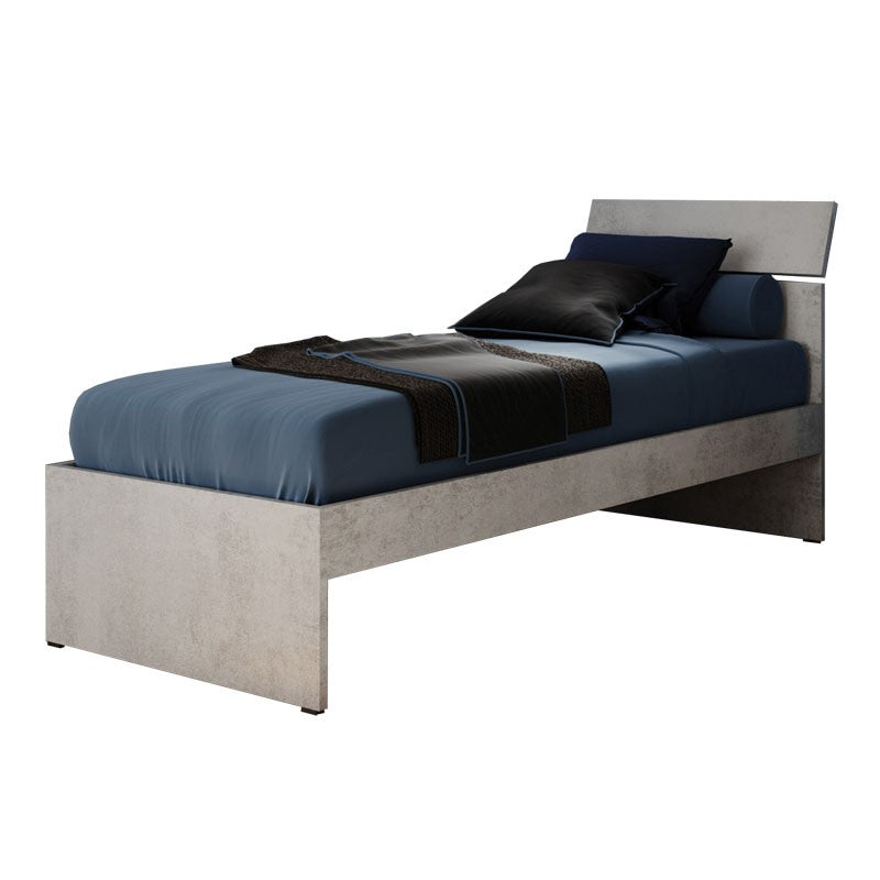 Lit simple pour chambre couleur gris béton 200x85xH 98 cm