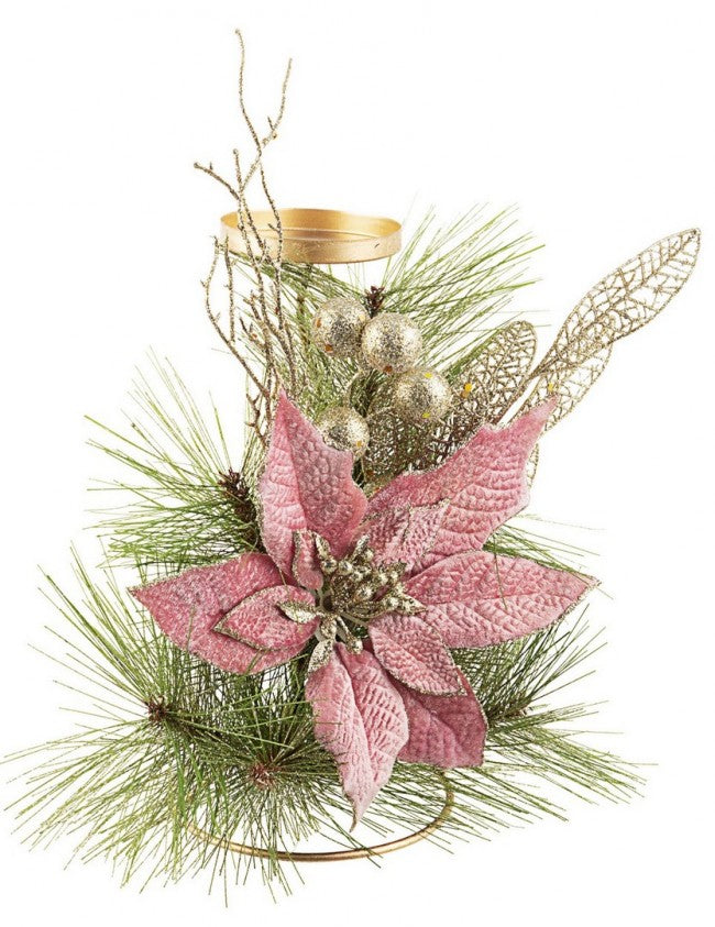 8x P.Candle 1F Annabel Poinsettia Rose H25