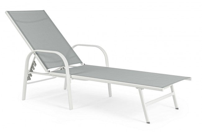 Transat Arent en acier et avec accoudoirs blancs 195 cm