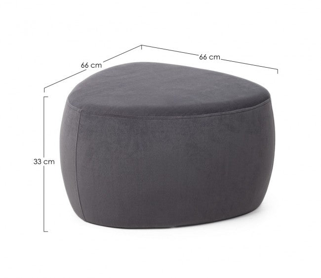 Pouf Stone effet velours gris foncé