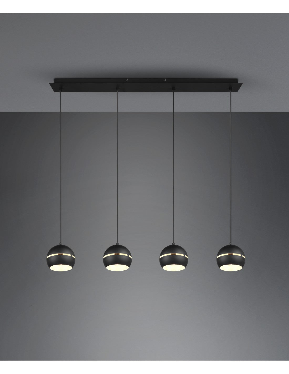 Fletcher Suspension Linéaire 4 Diffuseurs Sphériques Noir Trio Lighting