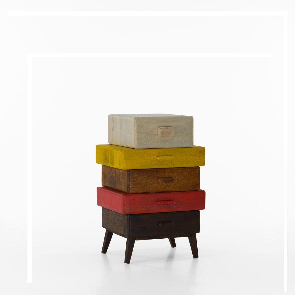 Commode moderne en bois marron et multicolore 57 x 45 xh 110 cm