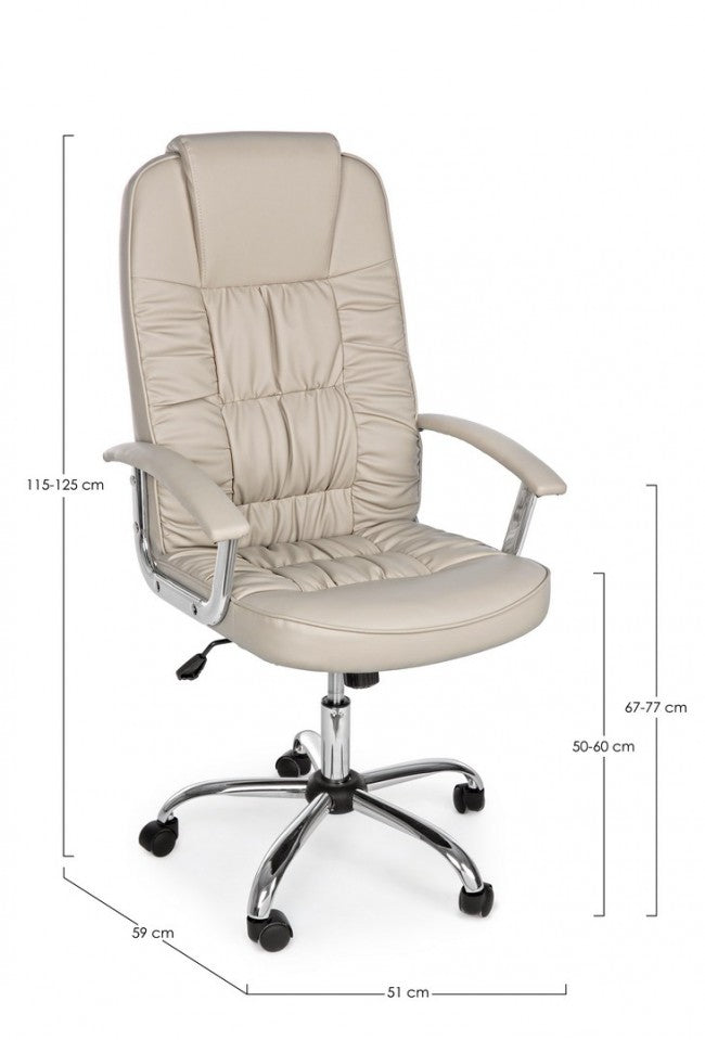 Fauteuil de bureau en éco-cuir gris tourterelle Dehli