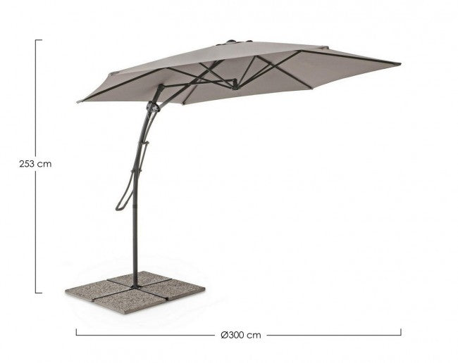 Parasol de jardin avec bras diamètre 300x h253 cm SORRENTO Anthracite-Gris Tourterelle