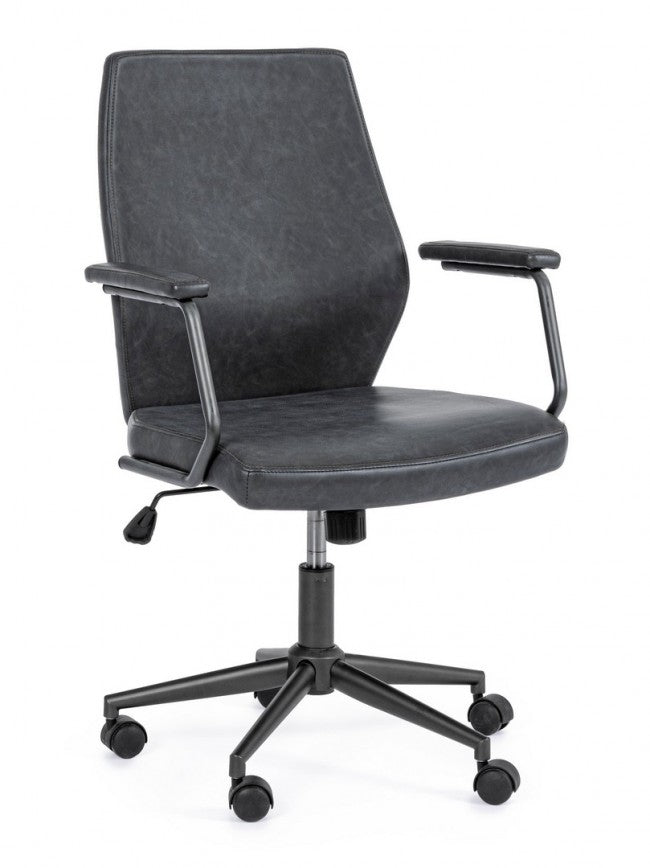 Fauteuil de bureau Jamie en éco-cuir noir 67 x 58 x 93 cm