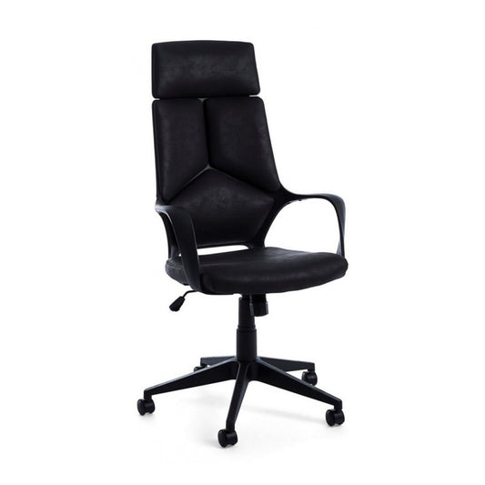 Fauteuil de bureau en tissu Damon avec dossier haut noir