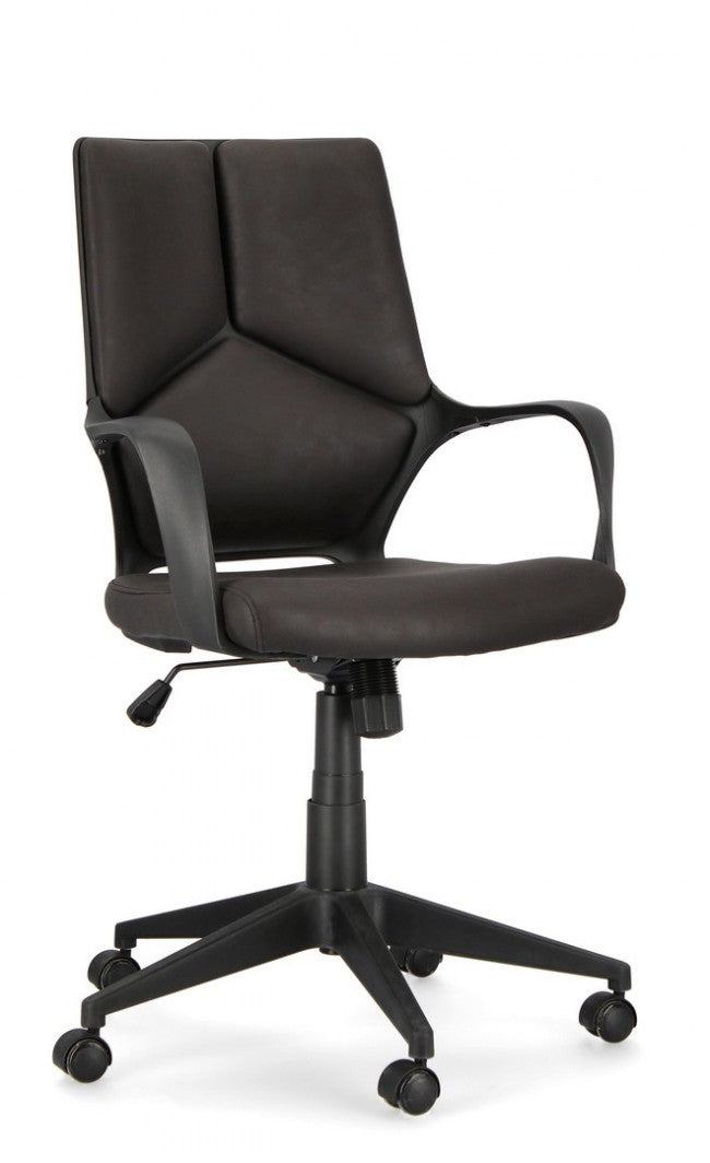 Fauteuil de bureau en tissu Damon avec dossier bas noir
