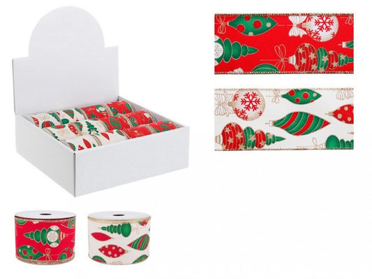 12x Ruban Boule De Noël 4M Ass2 Disp12