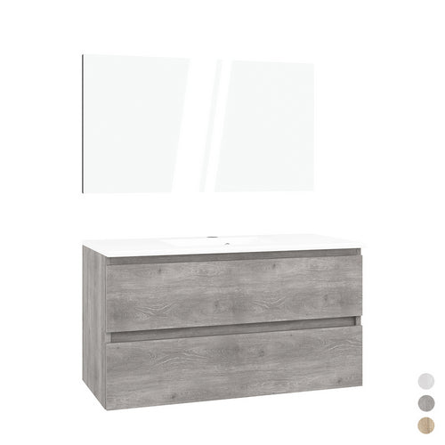 Meuble de salle de bain suspendu en chêne gris 100x43x56 cm