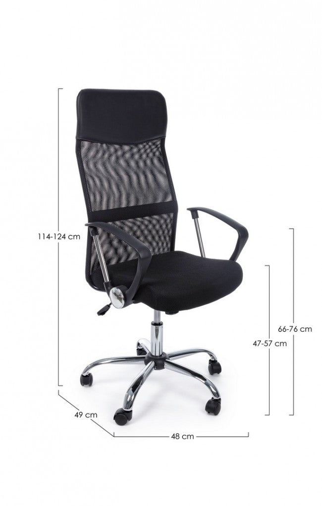 Fauteuil de bureau Dakar en éco-cuir avec accoudoirs noirs