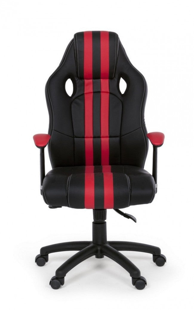 Fauteuil de bureau Spider avec accoudoirs en simili cuir rouge
