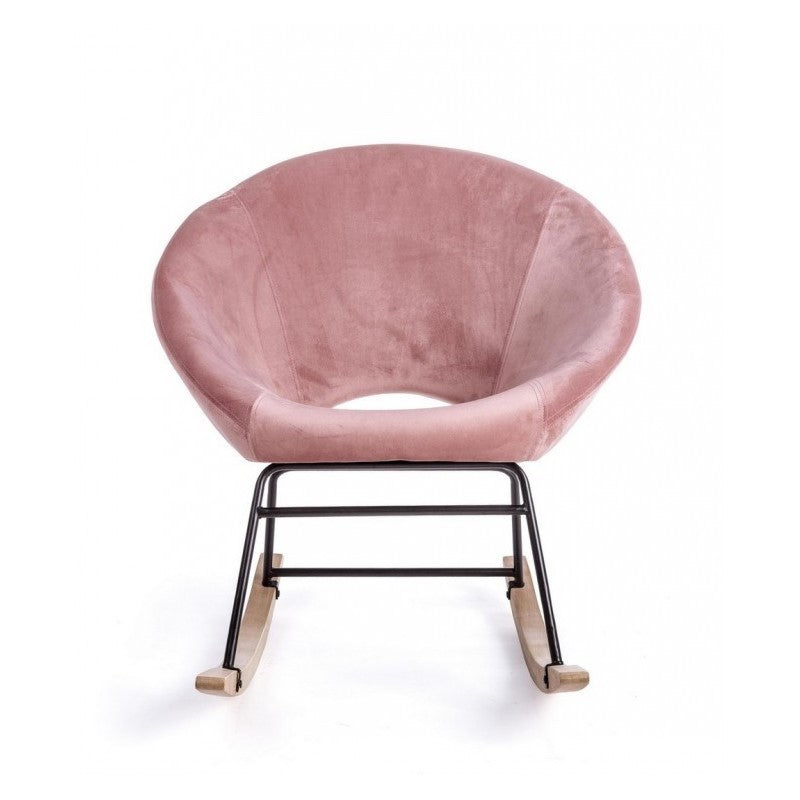 Fauteuil à bascule en velours Rose Antique ANNIKA 74x77x h74 cm