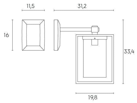 Applique Bottom E27 ligne domus noire
