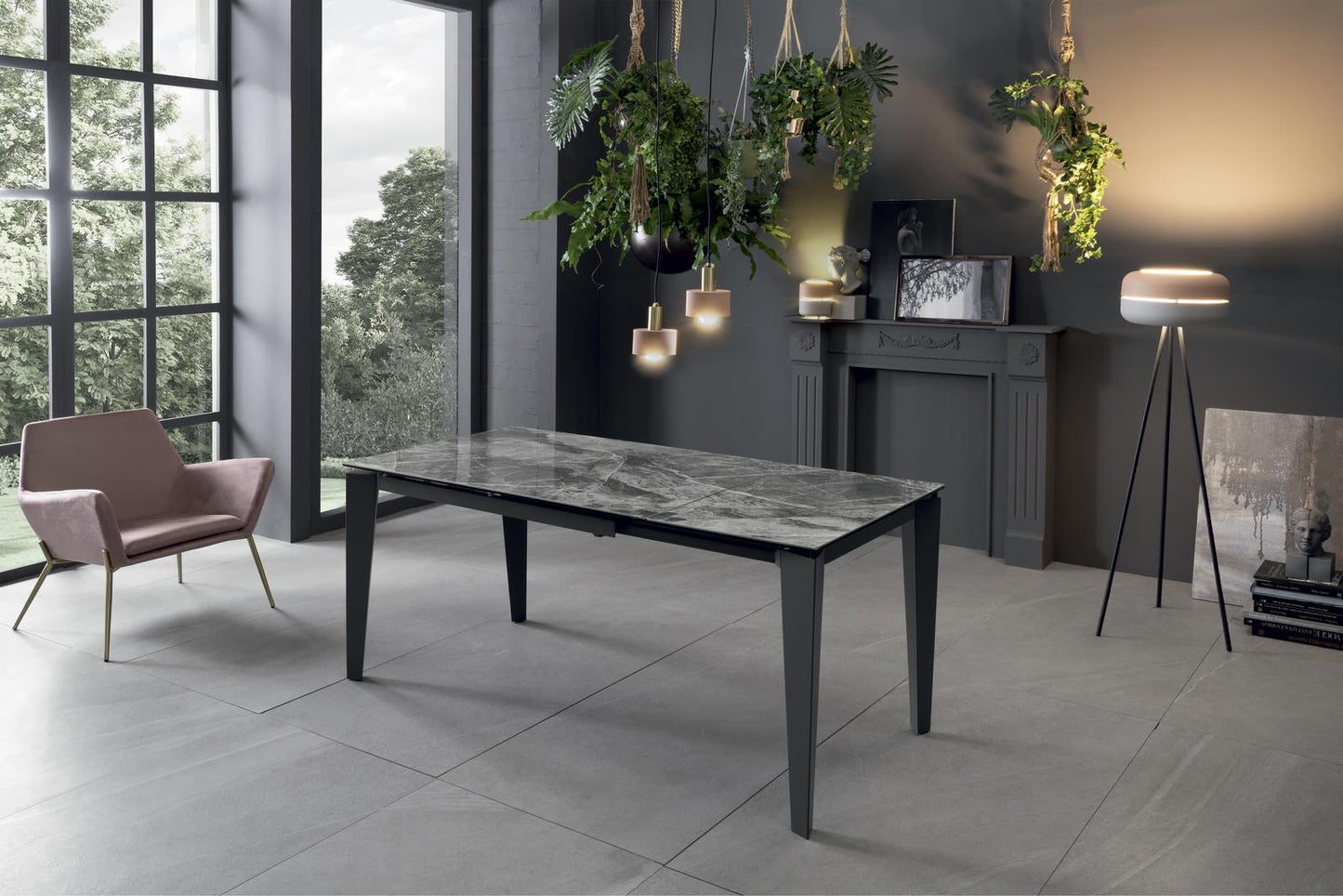 Table extensible avec plateau en céramique 120/170x80 cm