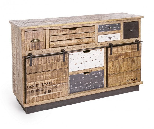 Buffet Tudor 2 portes 7 tiroirs 125x37x80h cm 