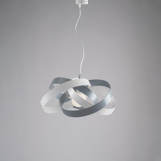 Lustre à suspension moderne en fer blanc et gris, une lumière 54x h25 cm