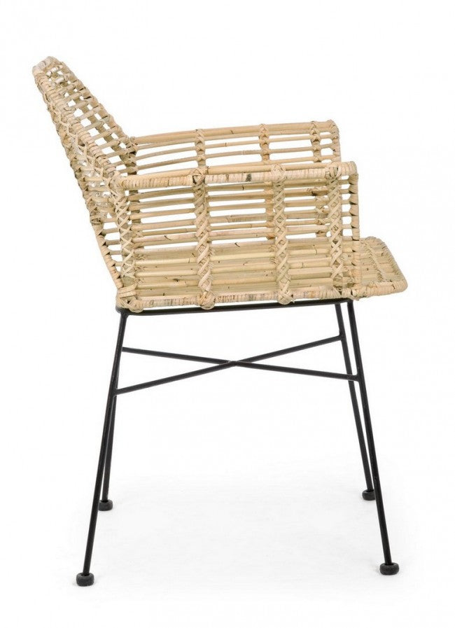 Chaise Tunas avec accoudoirs en fibres naturelles