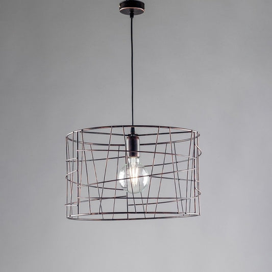Lustre suspension industriel en fer Cuivre Noir, une lumière 41x h29 cm