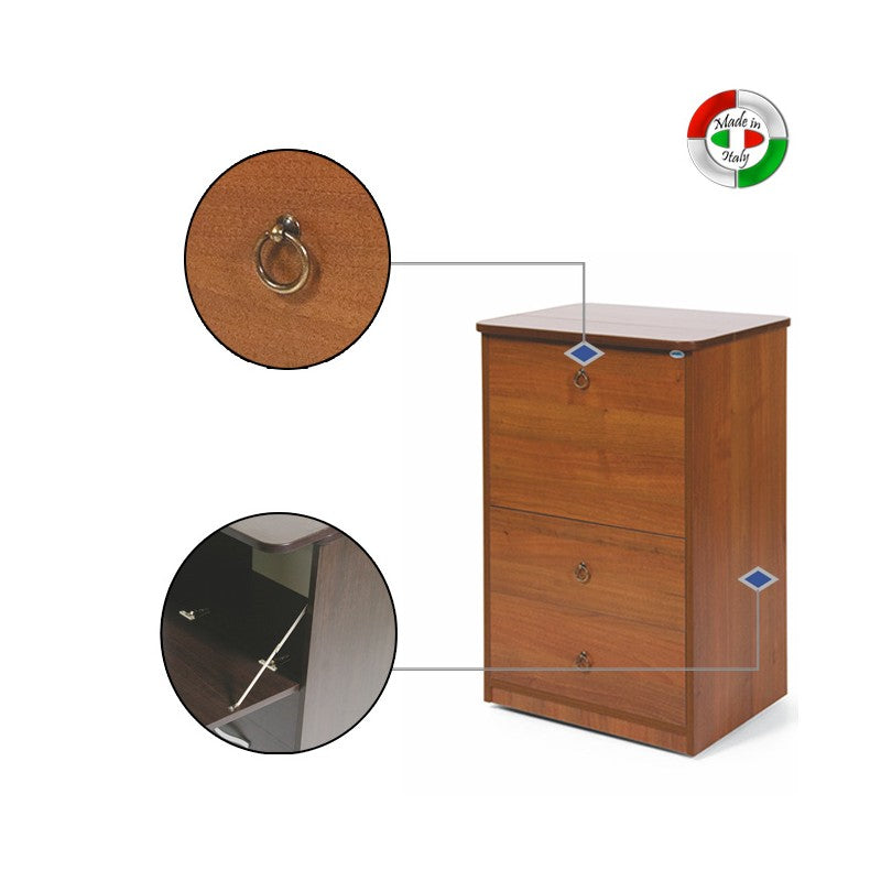 Meuble table à repasser en bois mélaminé Noyer Antique 3 tiroirs 44x57xH.89 cm