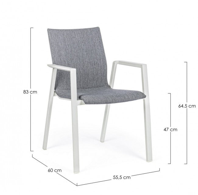 Chaise de jardin d'extérieur empilable blanc gris