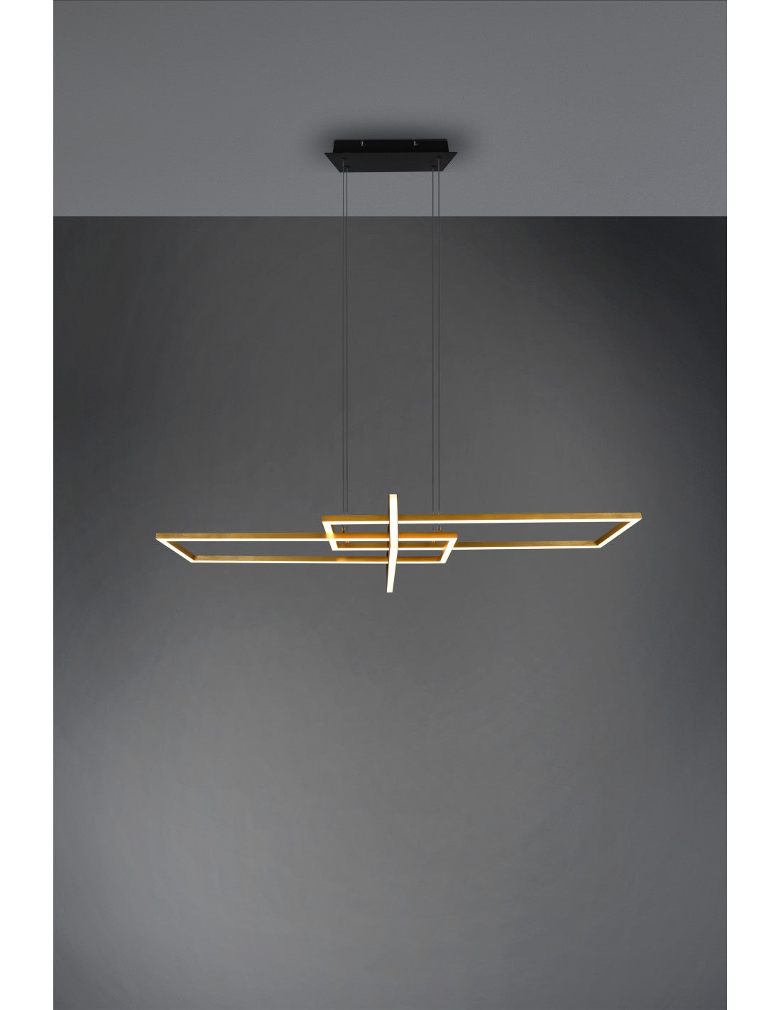 Salinas Suspension 3 Rectangles LED 34w Doré-Noir L110 cm Dimmable Trio Éclairage