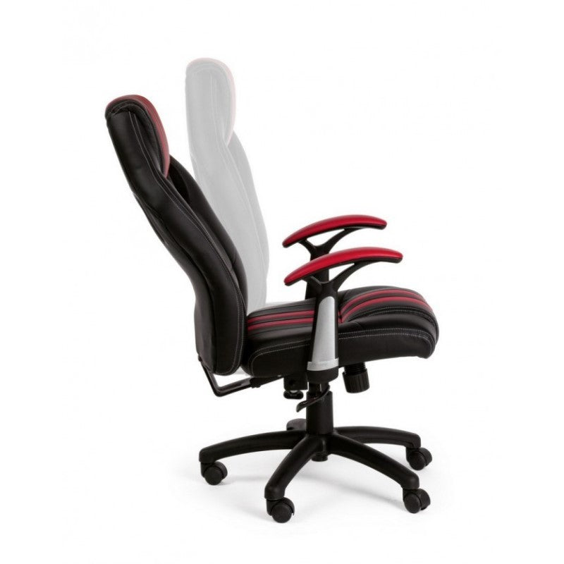 Fauteuil de bureau Spider avec accoudoirs en simili cuir rouge