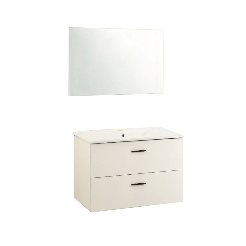 Meuble de salle de bain suspendu Lario blanc 80x46 cm