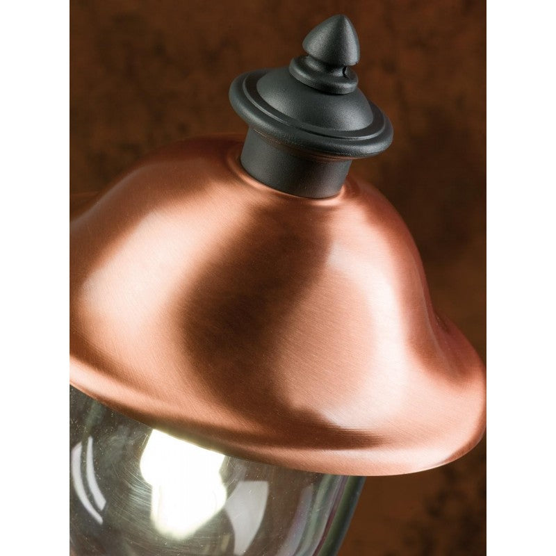 Poteau 3 lumières en aluminium moulé sous pression gris et cuivre pour extérieur, h.244 cm