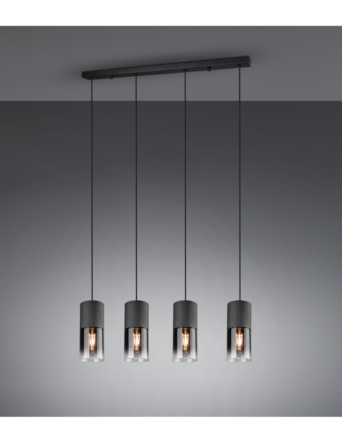 Suspension Vintage 4 x E27 Robin Trio Métal Noir Luminaire