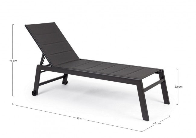 Bain de soleil haut en aluminium avec roulettes Hilde anthracite 32h cm