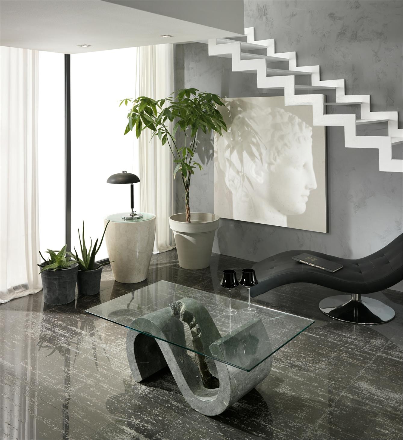 Table basse gris transparent 70 cm x 120 cm H. 36 cm