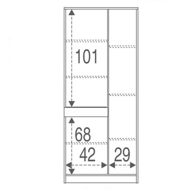 Armoire polyvalente avec trois portes et un tiroir en Light Olmo 77x34x h183 cm