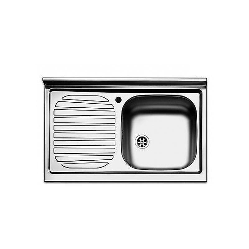 Évier de cuisine à poser avec égouttoir gauche en acier 50x90 cm