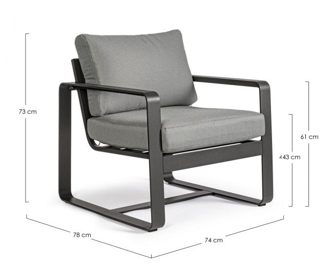 Fauteuil de jardin en aluminium anthracite MERRIGAN YK13 74x78x h84 cm