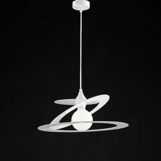 Lustre suspension en fer blanc découpé au laser avec une lumière diamètre 40x h18 cm