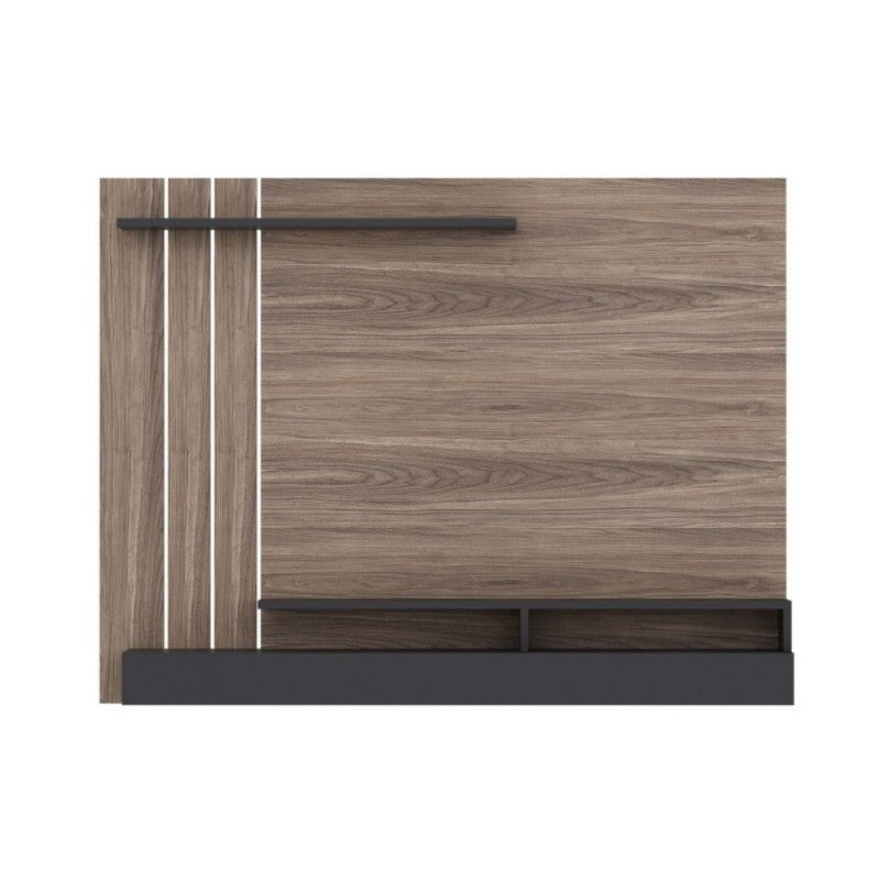 Élément TV mural en noyer avec détails anthracite 157x21xh.120 cm 