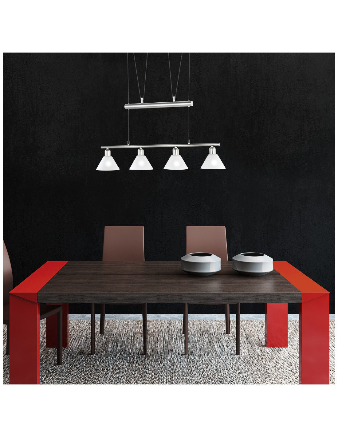 Suspension 5 lumières haut et bas Stamina Nickel L102 cm Trio Lighting
