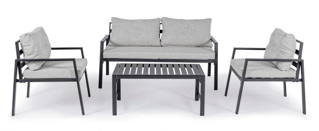 Salon de jardin anthracite avec coussins déhoussables