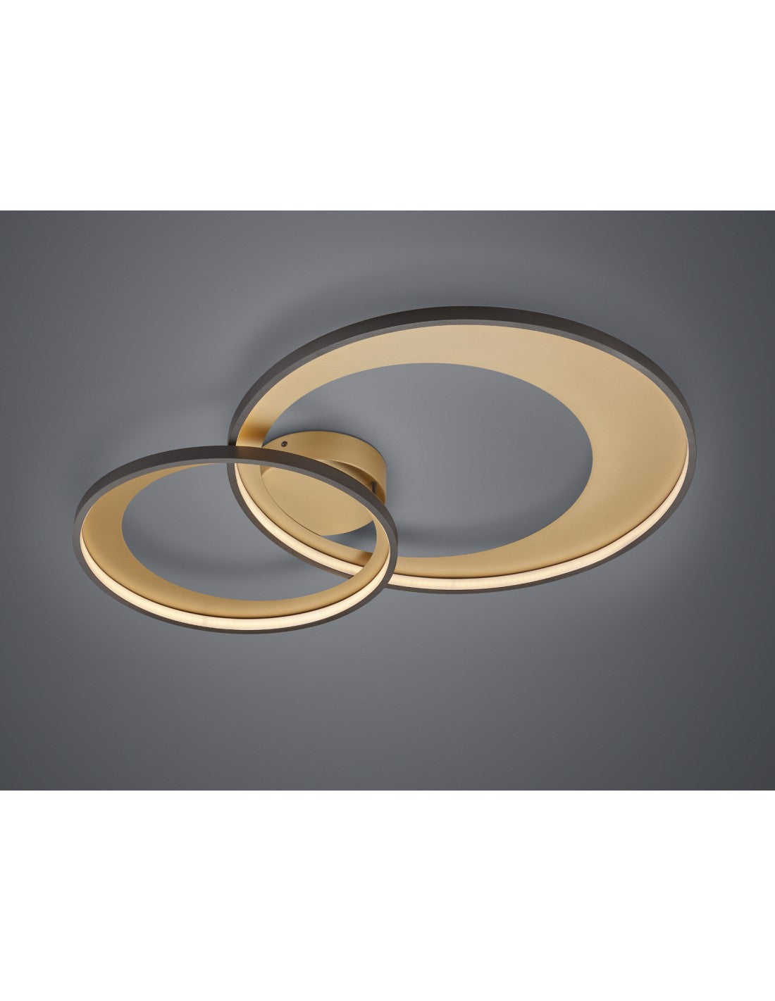 Plafonnier Granada Double Cercle Noir-Or LED 36w Dimmable L85 cm Trio Lighting