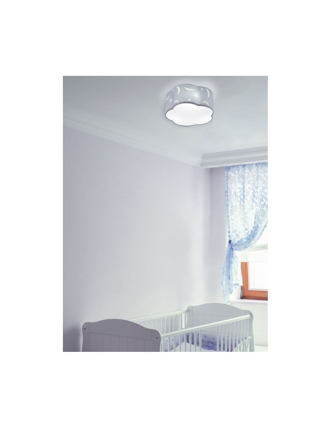 Plafonnier Chambre Enfant Moony Bleu Décorations Lunes et Etoiles Ø40 cm Trio Lighting