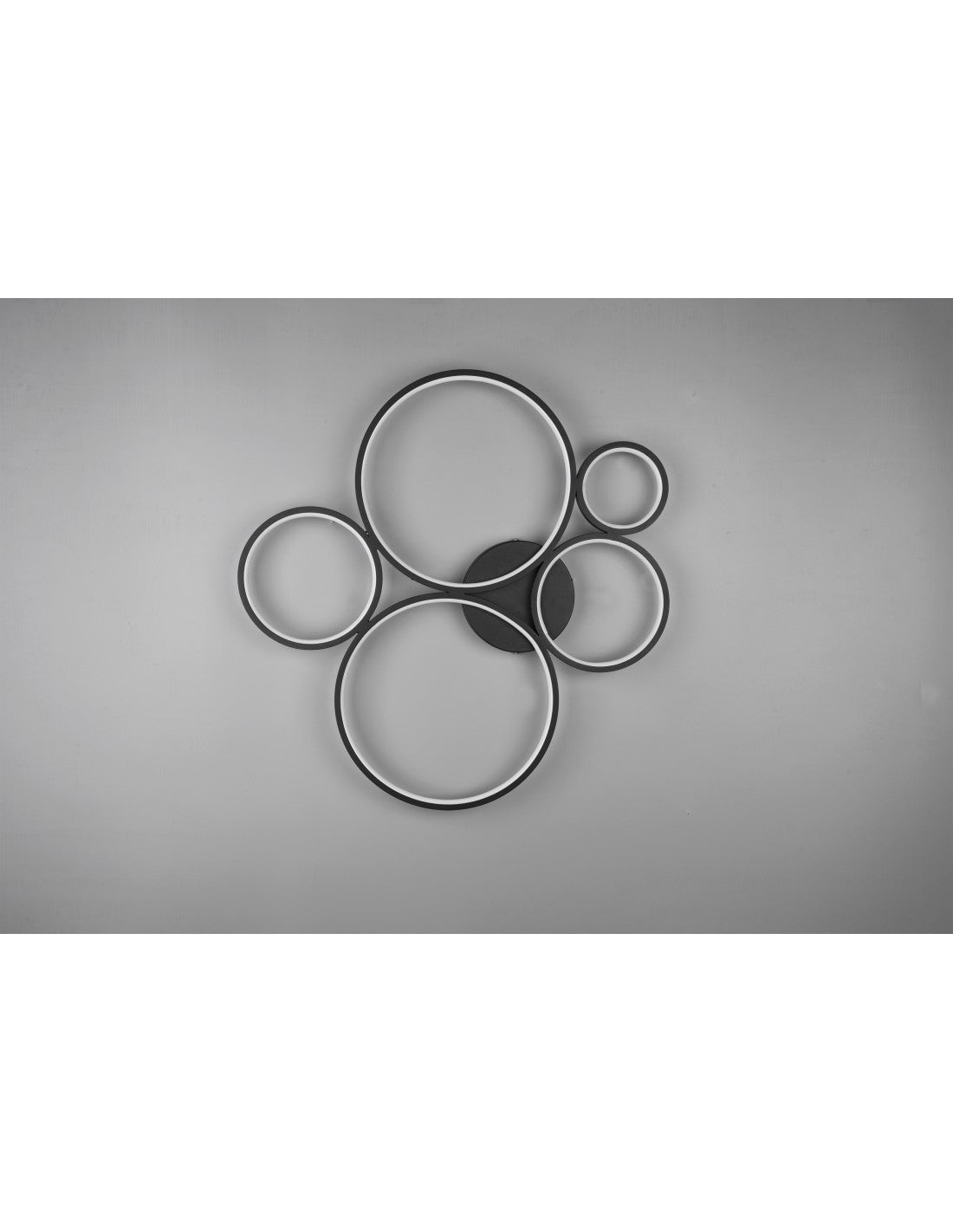 Plafonnier Rondo 5 Cercles LED Gradables Noir L59 cm Trio Lighting