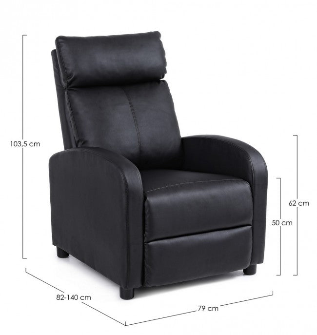 Fauteuil inclinable Desirè en simili cuir noir