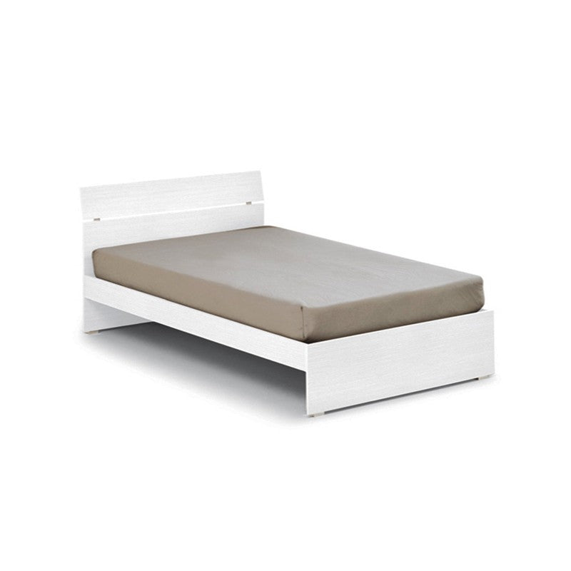 Lit double pour chambre couleur frêne blanc 200x171xH 98 cm