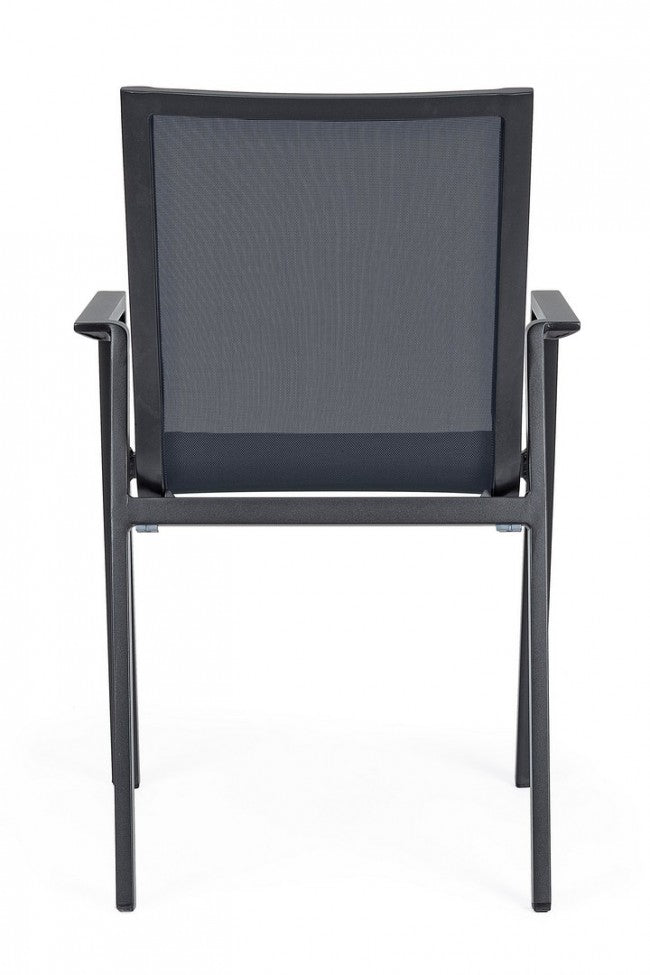 4x Chaise avec accoudoir en aluminium